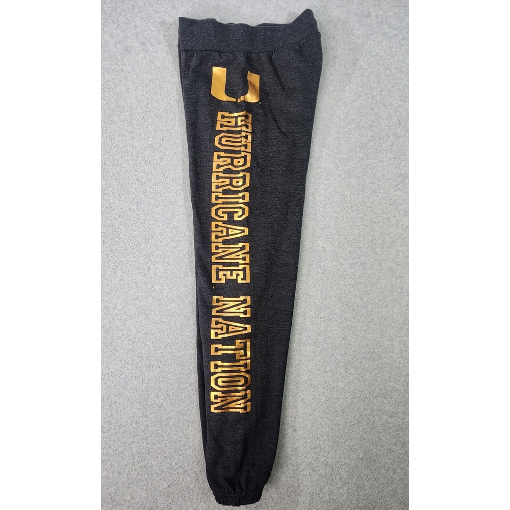 University Of Miami UM Sweatpants Womens M‎ Gray Gold Hurricane Nation Pants